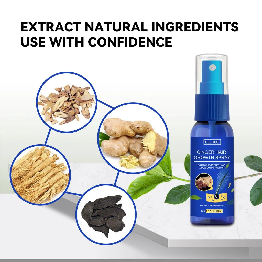 Spray Croissance des Cheveux au Gingembre – Anti-Chute et Traitement de la Perte de Cheveux pour Hommes et Femmes